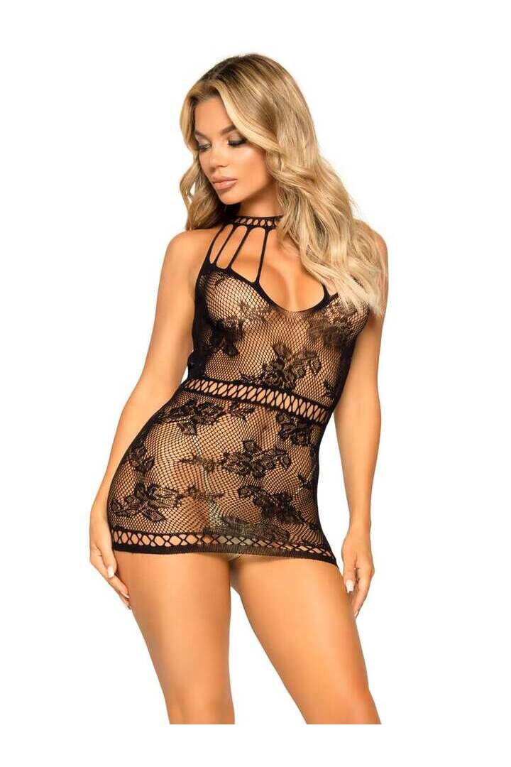 Leg Avenue Lasting Love Lace Mini Dress in One Size 4