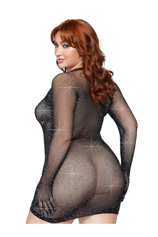 Leg Avenue Late Night Love Plus Gloved Dress Black in 1X/2X 1