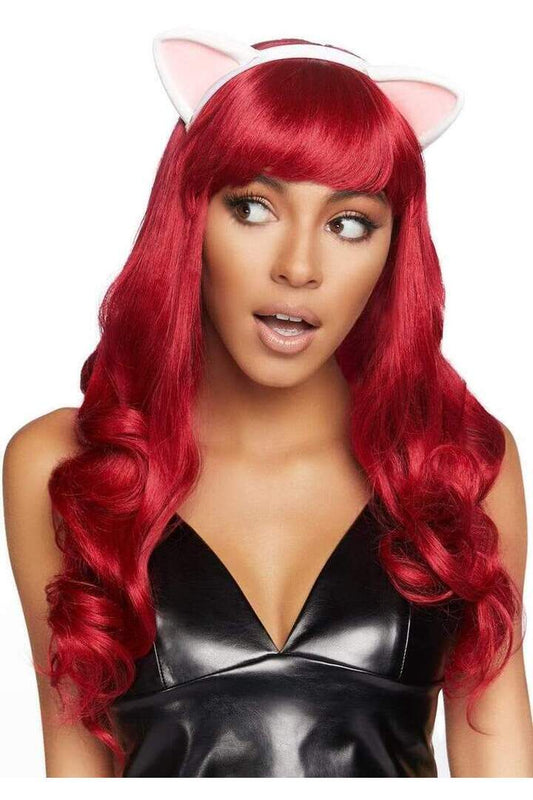 Leg Avenue Latex Kitty Ear Costume Headband White in One Size 1