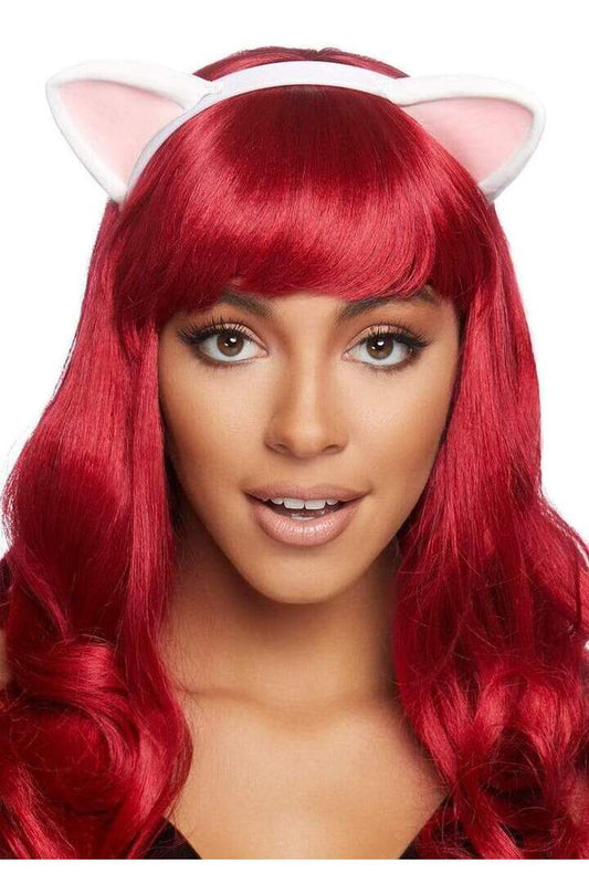 Leg Avenue Latex Kitty Ear Costume Headband White in One Size