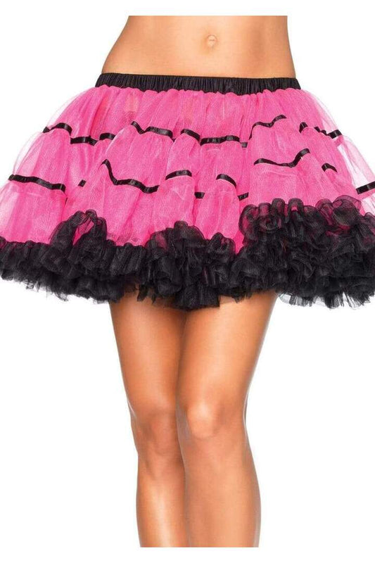 Leg Avenue Layered Satin Striped Tulle Petticoat Skirt in One Size