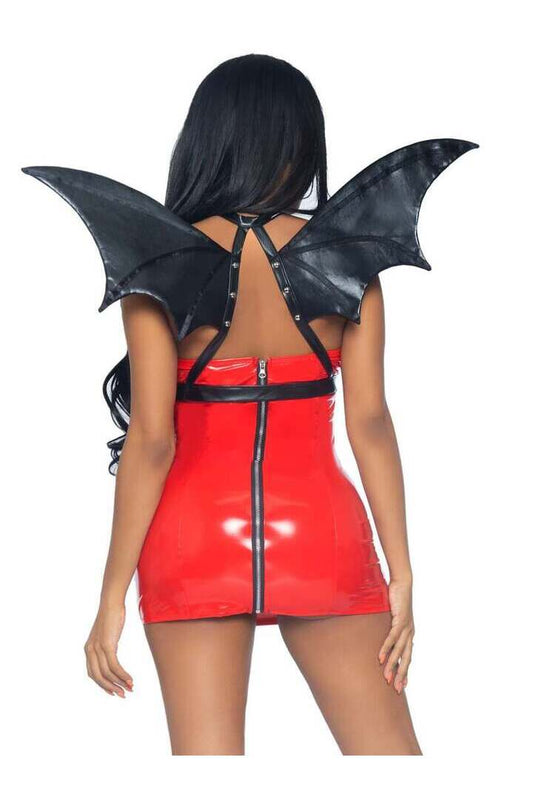 Leg Avenue Leather Bat Wing Body Harness Black in One Size 1