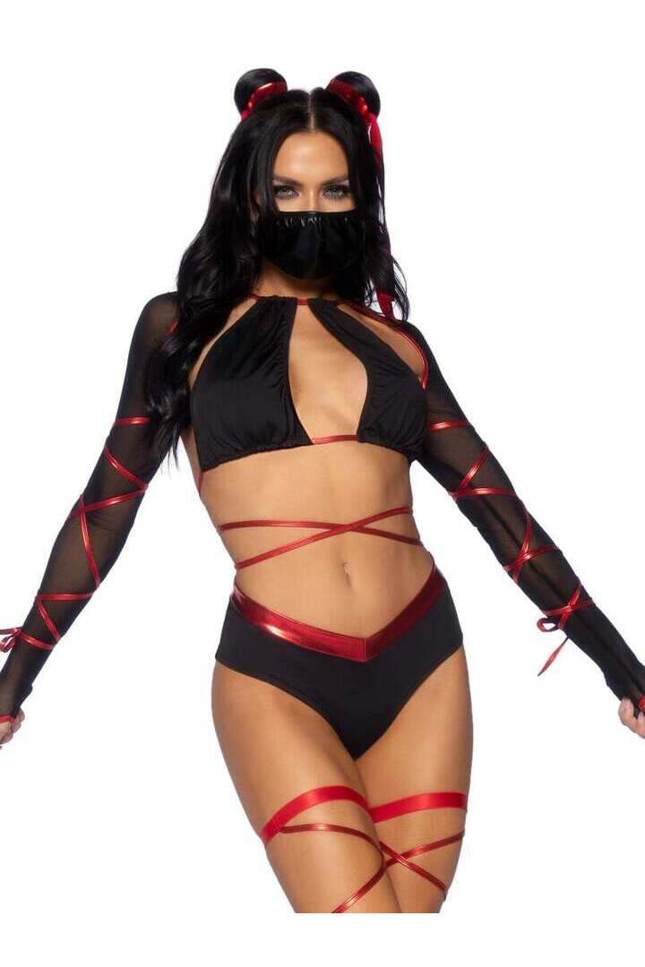 Leg Avenue Lethal Ninja Costume in Black/Red 3
