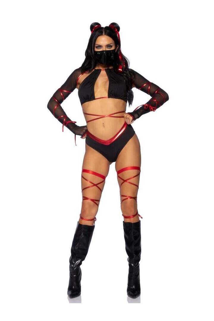 Leg Avenue Lethal Ninja Costume in Black/Red 4