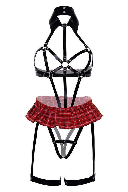 Leg Avenue Limits Harness Teddy Set in Black 1