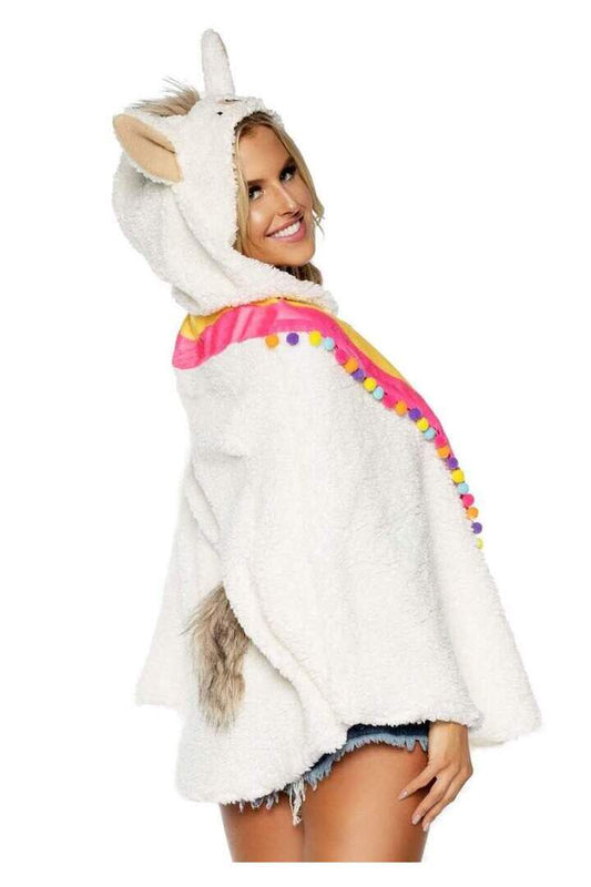 Leg Avenue Llama Poncho With Animal Face Hood Costume Rainbow in One Size 1