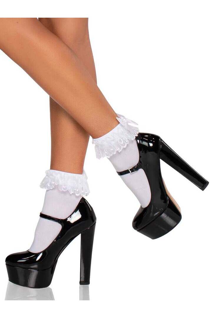 Leg Avenue Lola Ruffle Bow Ankle Socks in One Size 8
