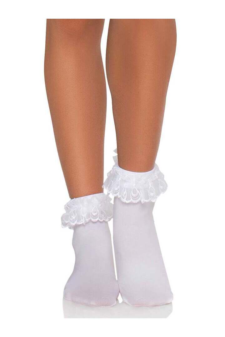 Leg Avenue Lola Ruffle Bow Ankle Socks in One Size 9