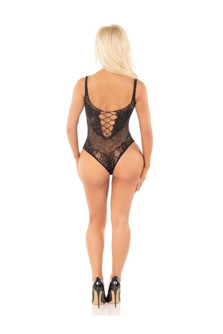 Leg Avenue Long Nights Lace Bodysuit Black in One Size 5