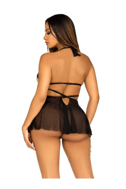 Leg Avenue Love Language Open Cup Babydoll in Black 1