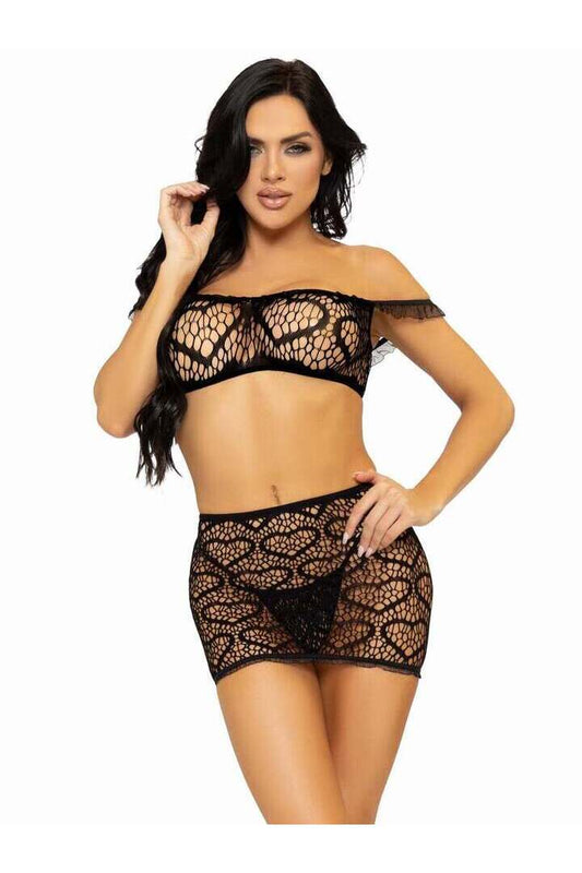 Leg Avenue Love Me Right Crop Top Set in One Size