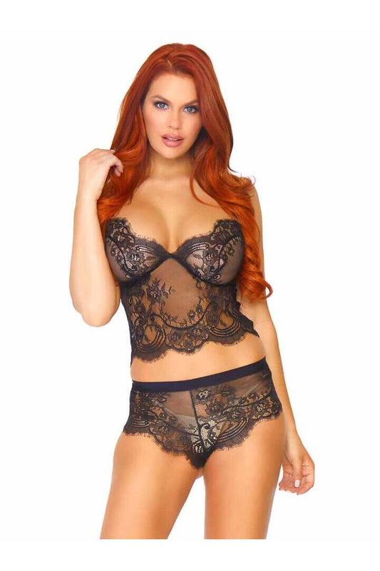 Leg Avenue Main Attraction Lace Cami Set Black