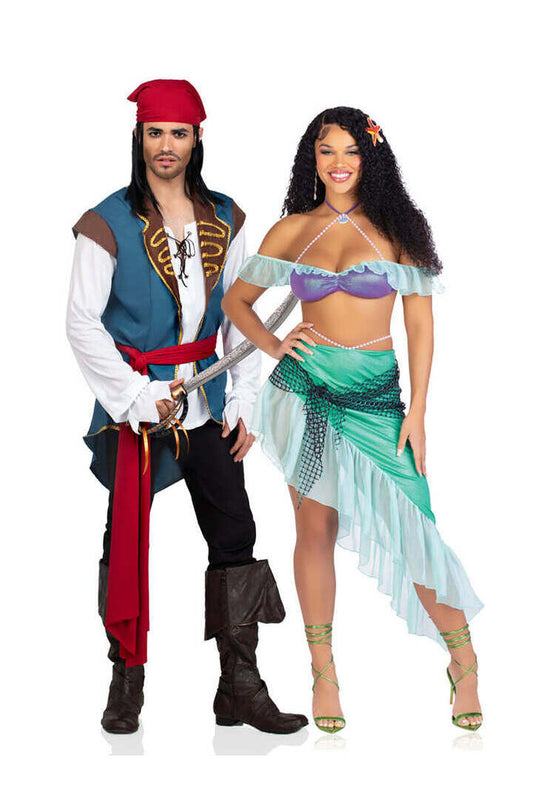 Leg Avenue Men's 3 PC Scoundrel Pirate Costume in Blue 1