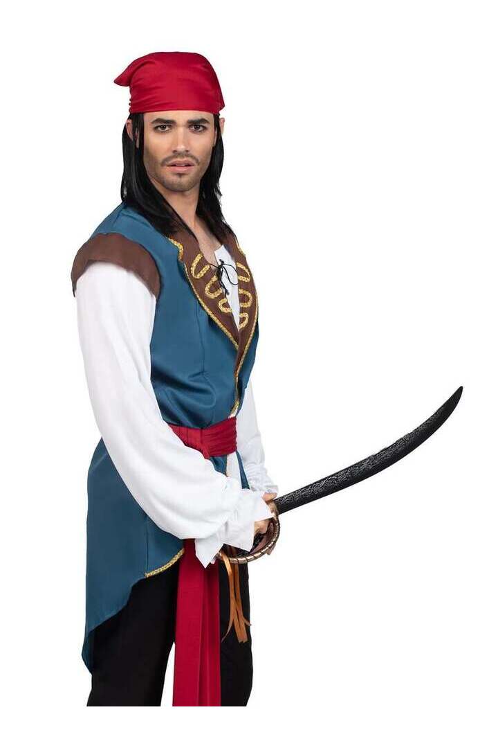 Leg Avenue Men's 3 PC Scoundrel Pirate Costume in Blue 3