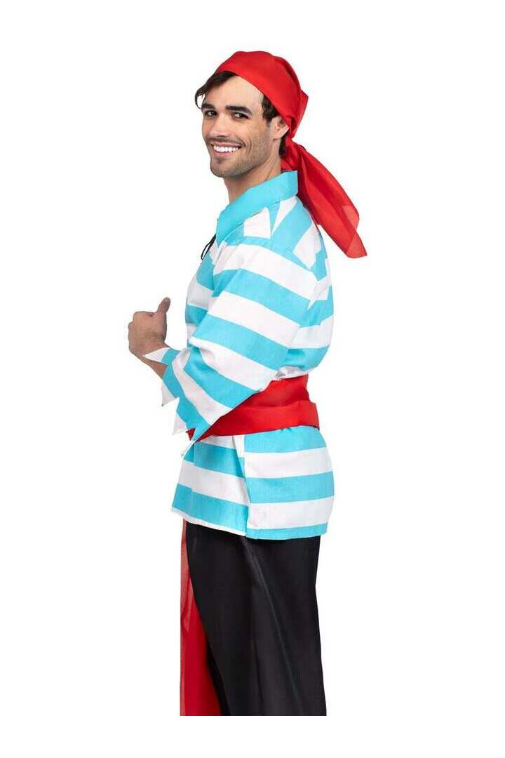 Leg Avenue Men's 4 PC Pillaging Pirate Costume in Blue/White 3