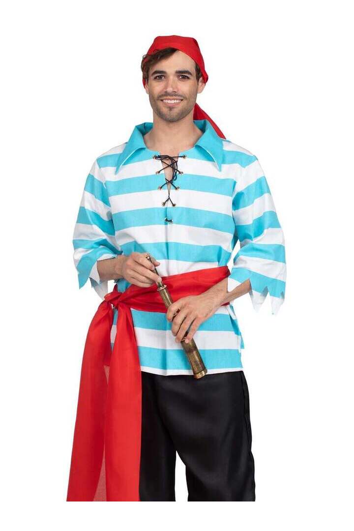 Leg Avenue Men's 4 PC Pillaging Pirate Costume in Blue/White 5