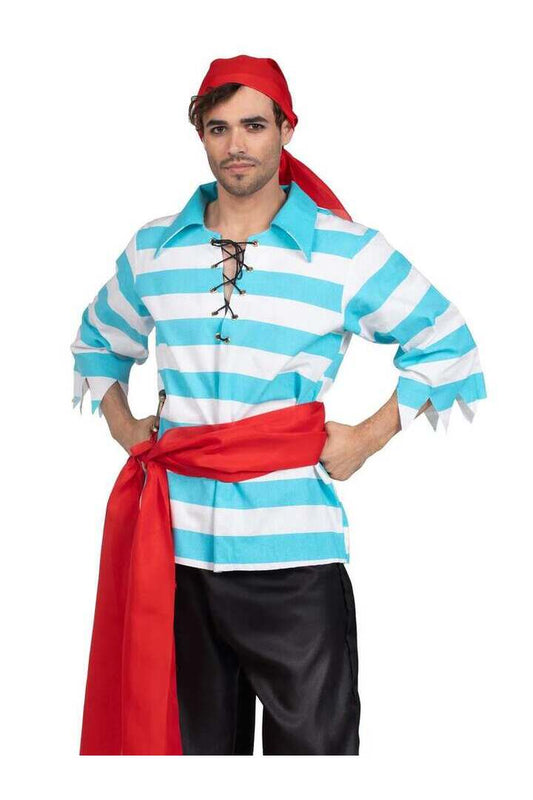Leg Avenue Men's 4 PC Pillaging Pirate Costume in Blue/White