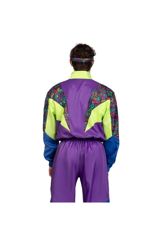 Leg Avenue Men's Retro 80s Tracksuit Costume Purple/Green 1