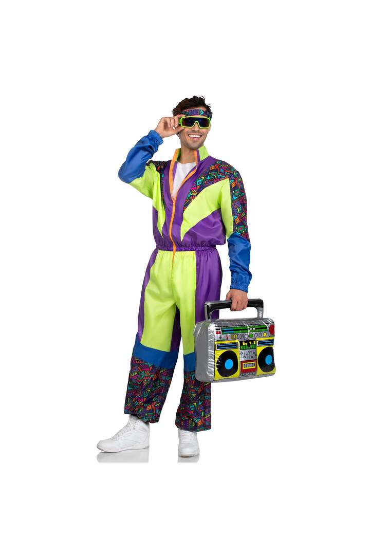 Leg Avenue Men's Retro 80s Tracksuit Costume Purple/Green 4