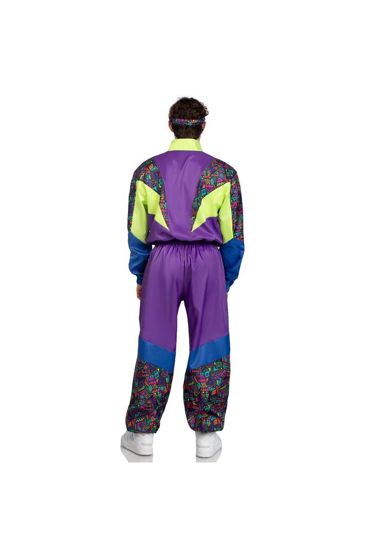 Leg Avenue Men's Retro 80s Tracksuit Costume Purple/Green 5
