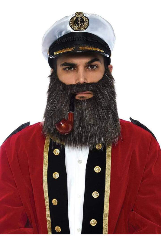 Leg Avenue Men's Sea Captain Kit With Hat & Pipe Black/White in One Size 1