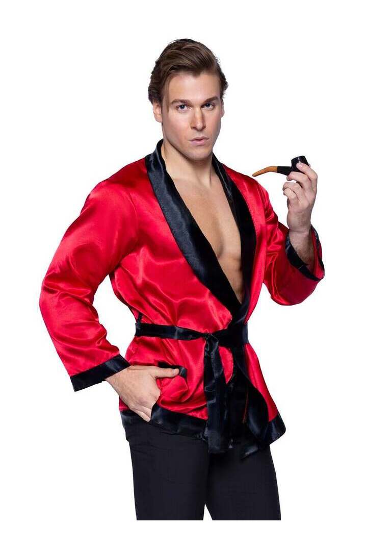 Leg Avenue Men's Smoking Jacket Costume Burgundy/Black in One Size 4