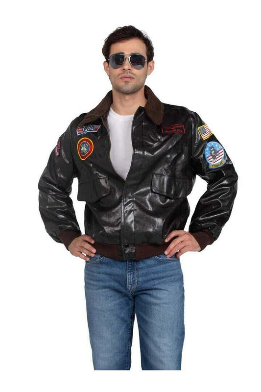 Leg Avenue Men's Top Gun Bomber Jacket in Brown