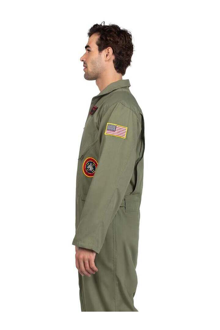 Leg Avenue Men's Top Gun Costume Flight Suit in Green 3