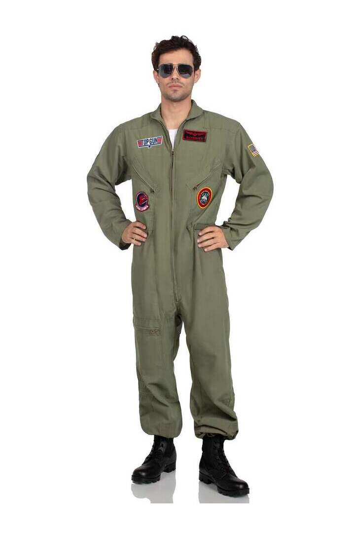 Leg Avenue Men's Top Gun Costume Flight Suit in Green 4