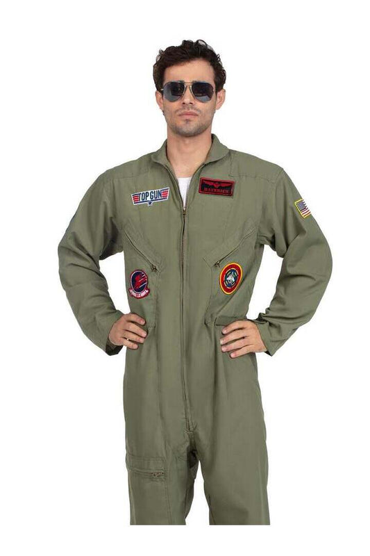Leg Avenue Men's Top Gun Costume Flight Suit in Green