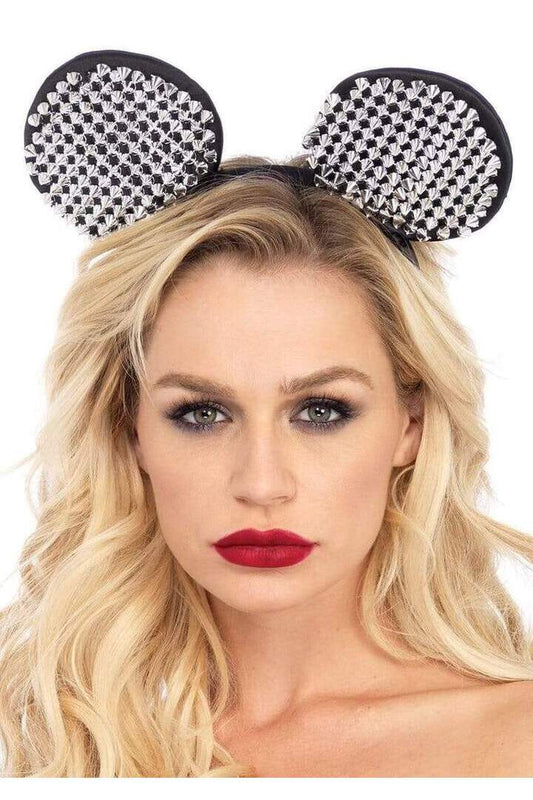 Leg Avenue Metallic Studded Mouse Ears Headband Silver in One Size