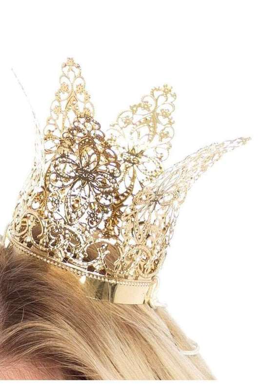 Leg Avenue Mini Metal Filigree Crown Costume Headband Gold in One Size 1