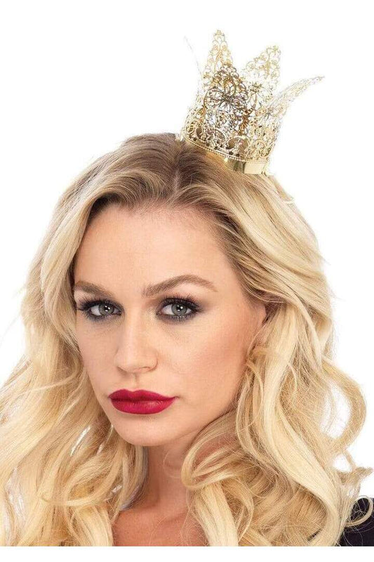 Leg Avenue Mini Metal Filigree Crown Costume Headband Gold in One Size