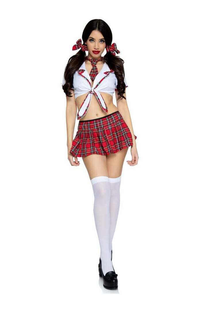 Leg Avenue Miss Prep School Costume in Red/White 3