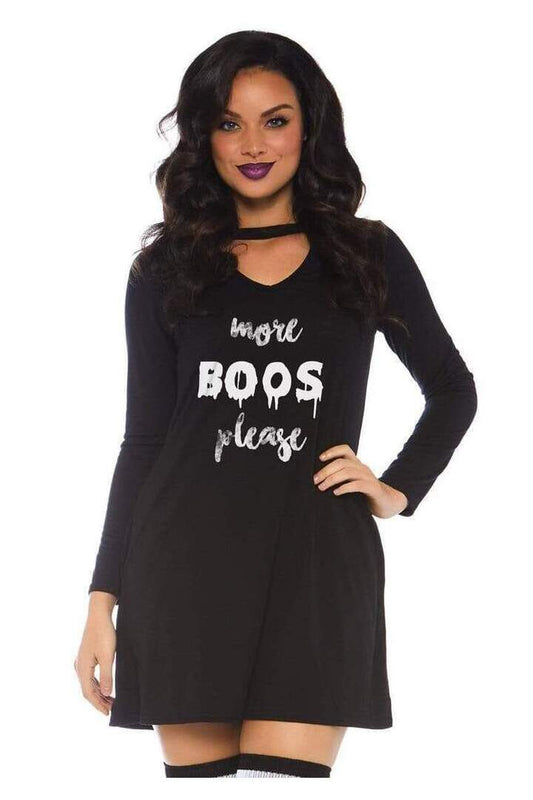 Leg Avenue More Boos Jersey Dress with Pockets in Black