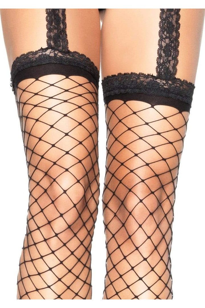 Leg Avenue Naomi Net Garter Belt Stocking Black in One Size 1
