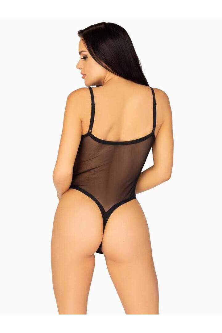 Leg Avenue Next Level Mesh Cami Bodysuit in Black 1