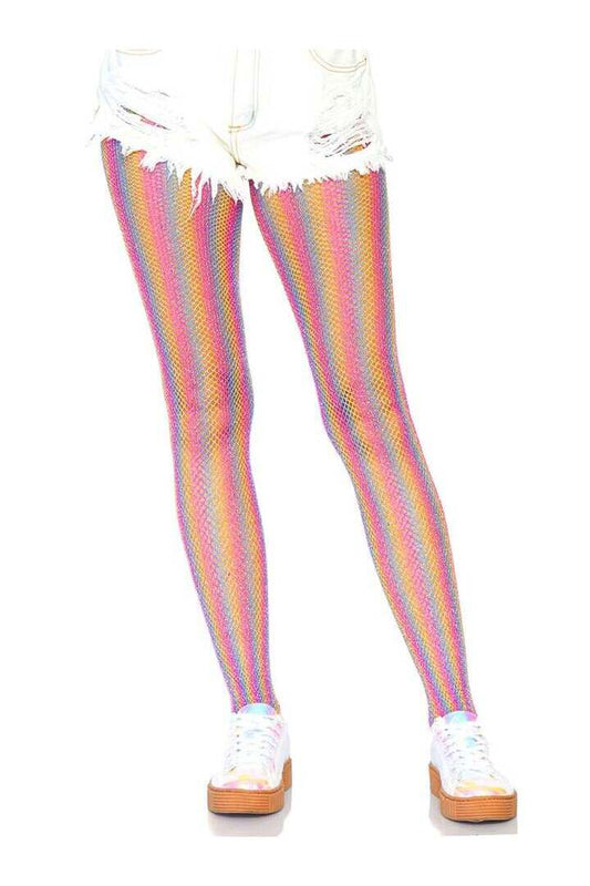 Leg Avenue Nova Rainbow Striped Fishnet Tights in One Size 1