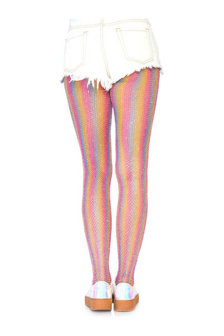 Leg Avenue Nova Rainbow Striped Fishnet Tights in One Size 2