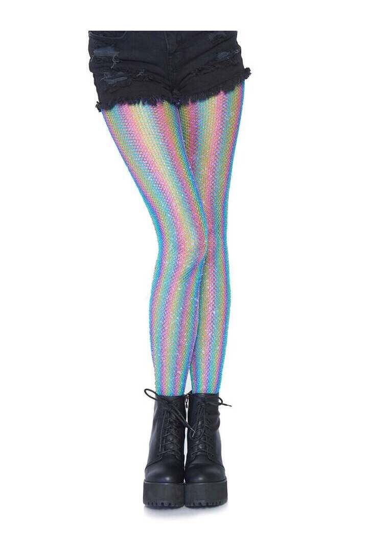 Leg Avenue Nova Rainbow Striped Fishnet Tights in One Size 3