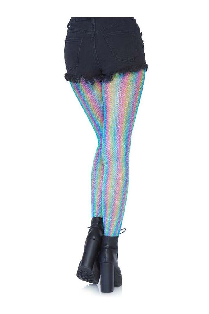 Leg Avenue Nova Rainbow Striped Fishnet Tights in One Size 4