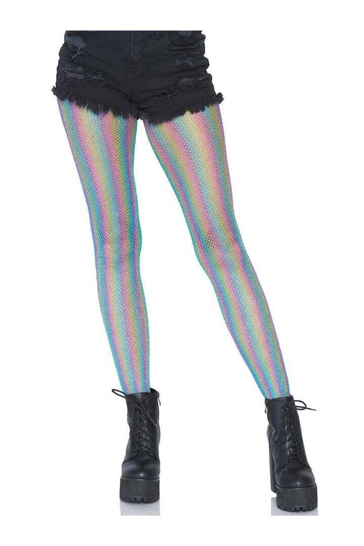 Leg Avenue Nova Rainbow Striped Fishnet Tights in One Size 5