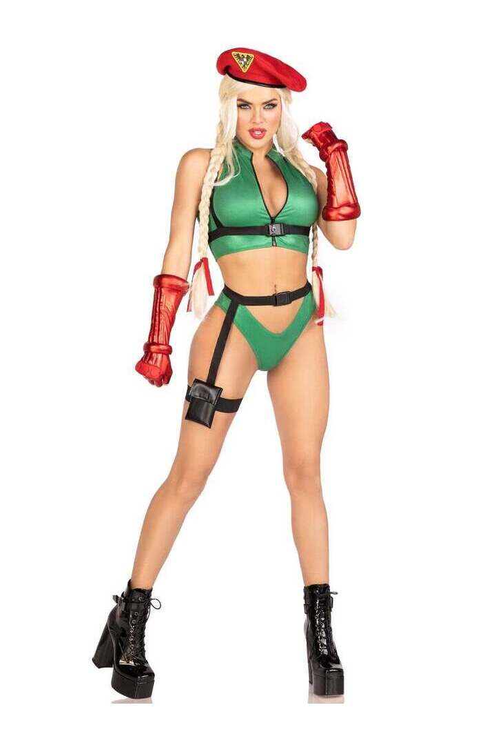 Leg Avenue Official Street Fighter Cammy Costume in Green/Red 4