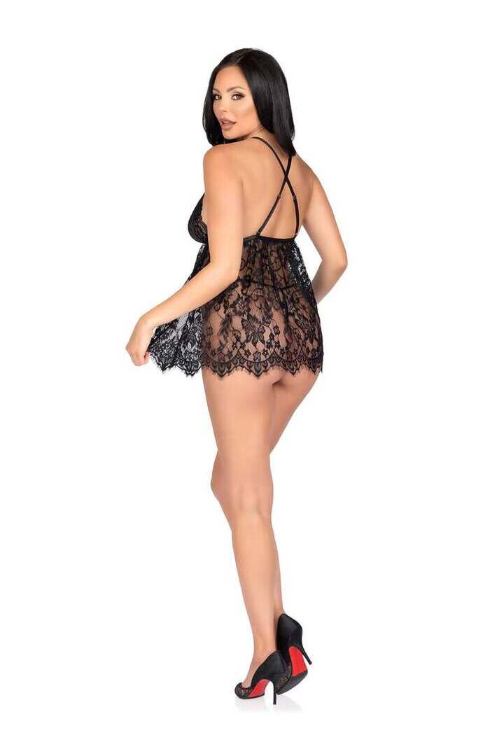Leg Avenue On My Mind Lace Babydoll Set 11