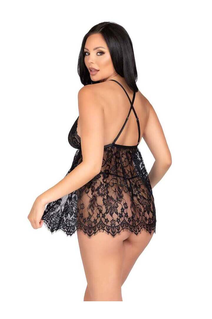 Leg Avenue On My Mind Lace Babydoll Set 7