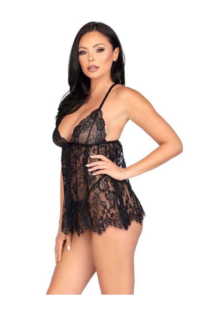 Leg Avenue On My Mind Lace Babydoll Set 8
