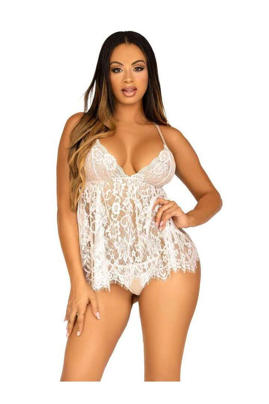 Leg Avenue On My Mind Lace Babydoll Set