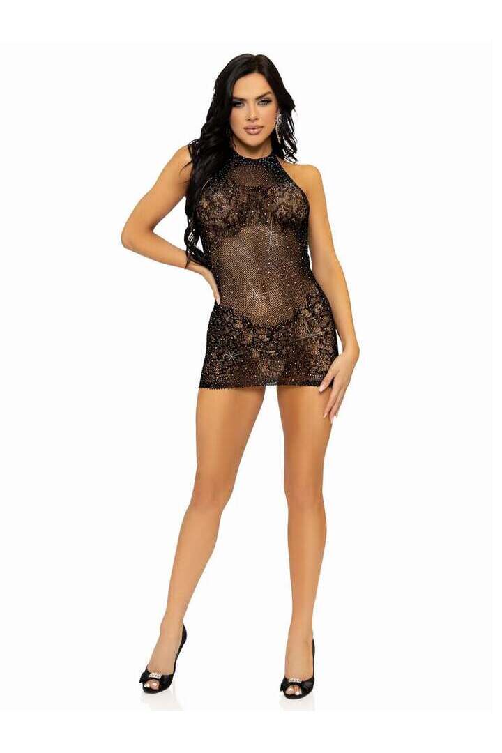 Leg Avenue One In A Million Rhinestone Lace Dress in One Size 3