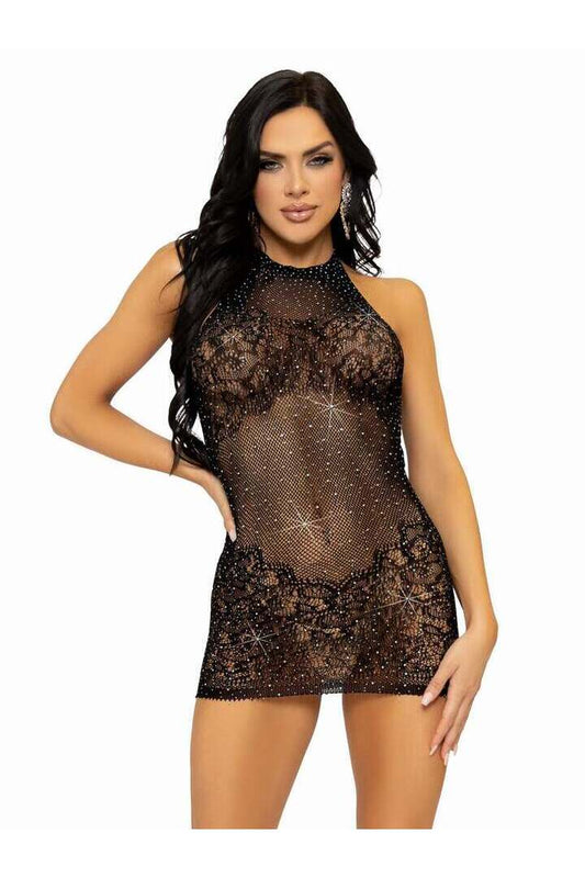 Leg Avenue One In A Million Rhinestone Lace Dress in One Size
