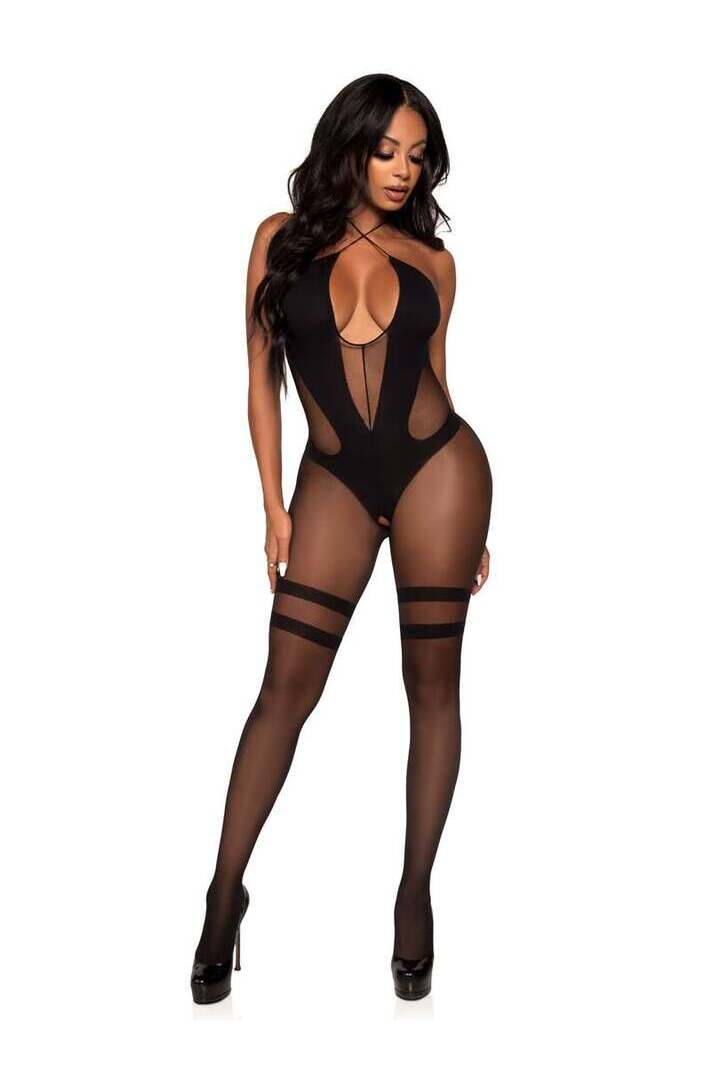 Leg Avenue One True Love Bodystocking Black in One Size 4